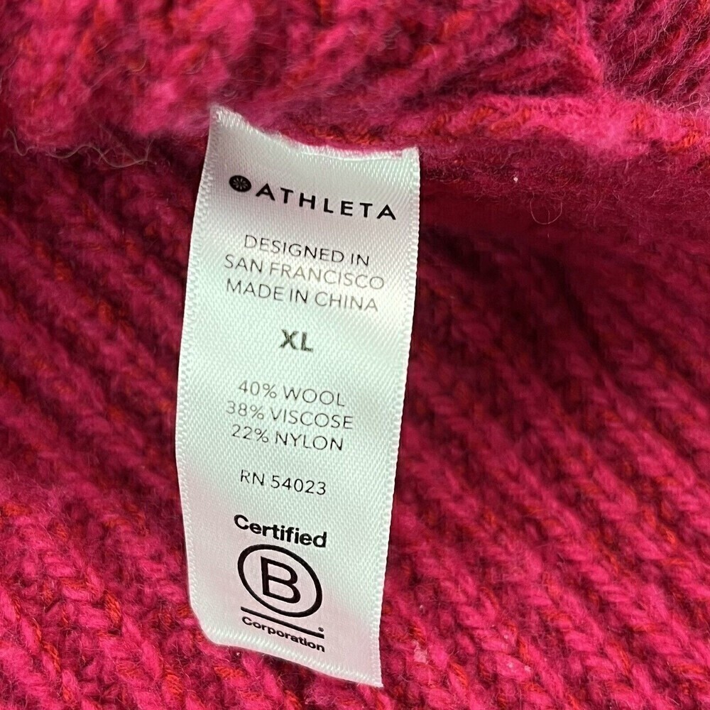 Athleta Shasta Wool Sweater V Neck Oversized chunky cabincore Size XL Pink - Picture 12 of 13